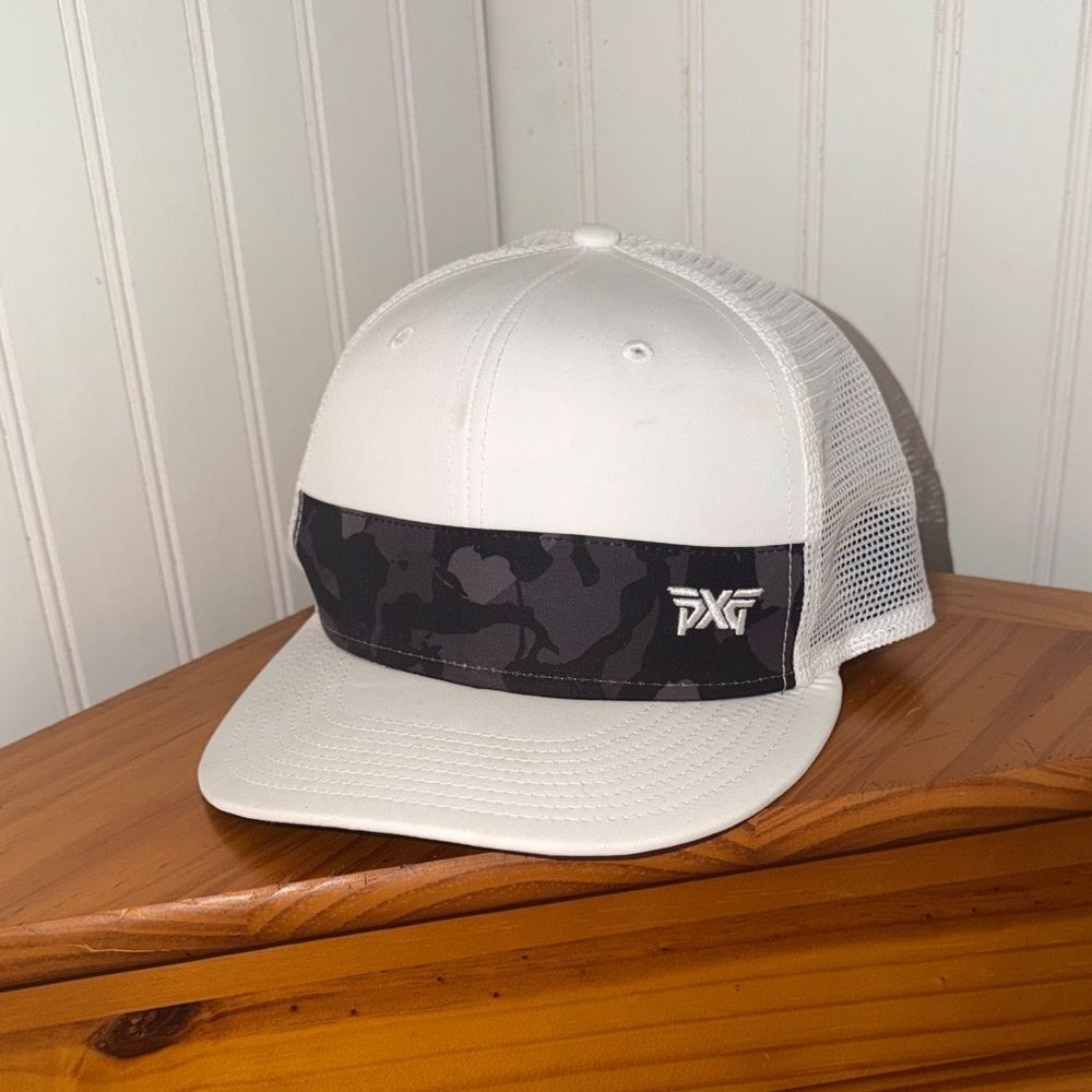 PXG Black Camo and White Mesh Cap